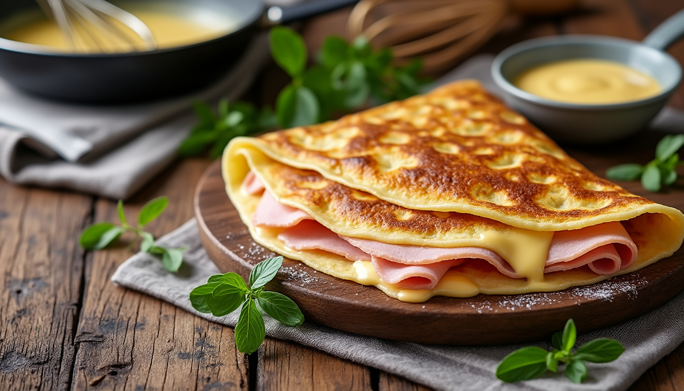 découvrez notre recette simple de crêpes jambon fromage maison avec des astuces de cuisson pour des crêpes moelleuses et savoureuses à chaque fois.