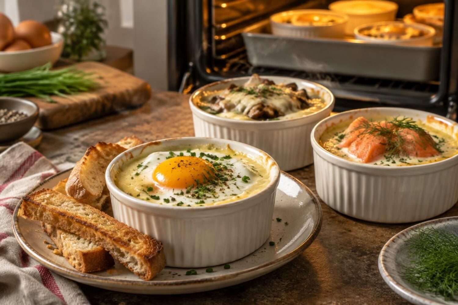 Œufs cocotte au four : recettes classiques, variantes et temps de cuisson
