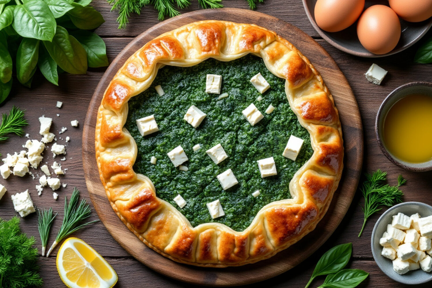 Recette de la tarte grecque épinard et feta : ingrédients et conseils