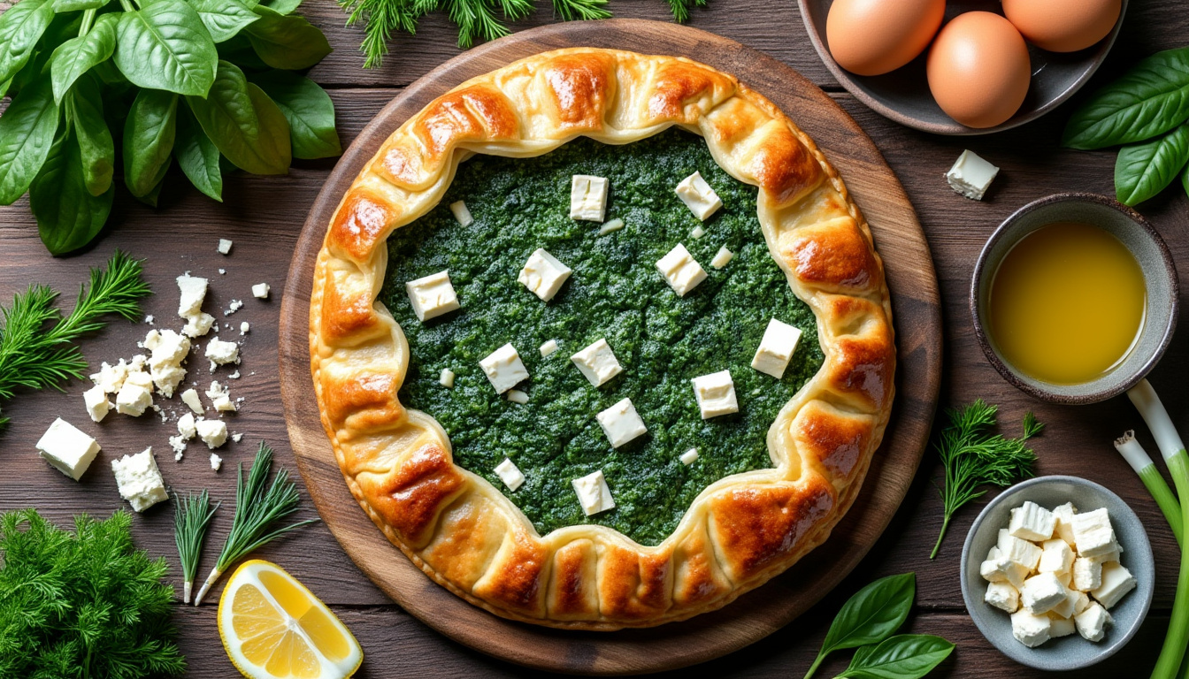 découvrez notre recette de tarte grecque aux épinards et feta, avec la liste des ingrédients et des conseils pour réussir ce plat savoureux et typiquement méditerranéen.