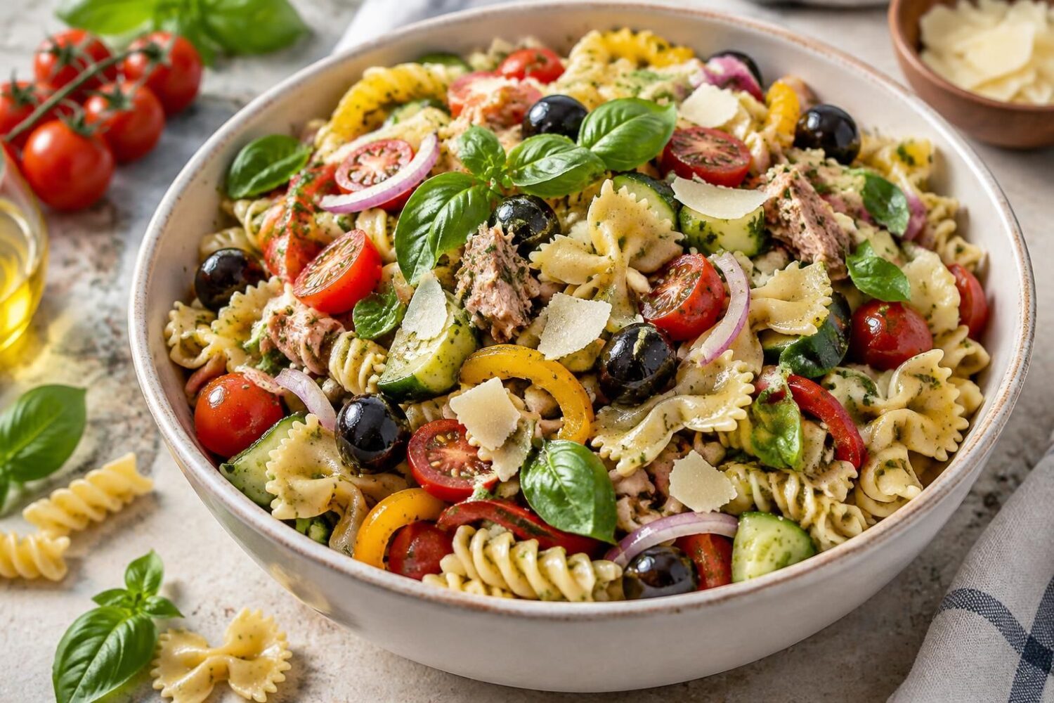 Salade de pâtes froide à la vinaigrette : thon, légumes, pesto… les meilleures recettes