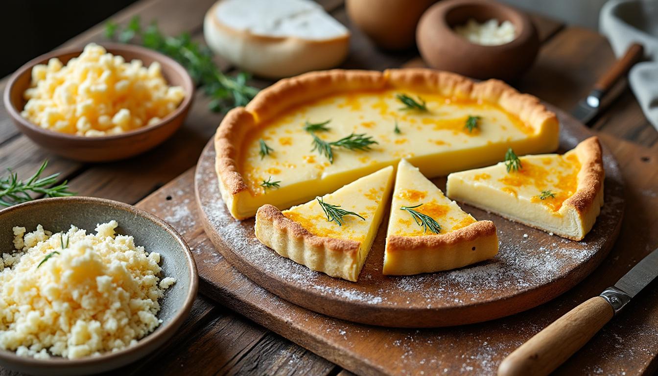 découvrez notre recette facile et rapide de tarte au fromage râpé sans pâte, parfaite pour un repas gourmand et léger en quelques minutes.