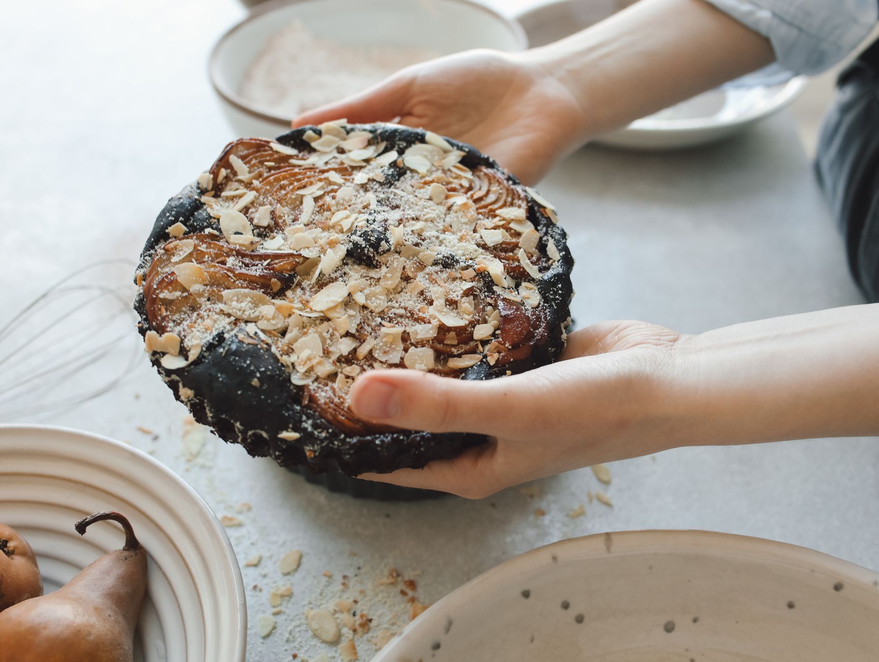 Tarte poire amandine de Cyril — part de tarte poire amandine